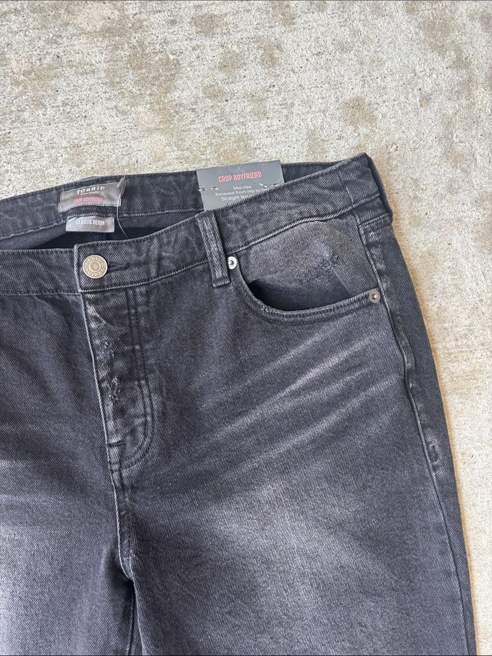 torrid Black Washed Boyfriend Jeans with Distressed Detail - Picture 4 of 15